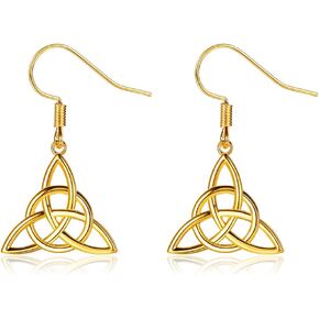 ChicSilver Hypoallergenic Celtic Knot Earrings 925 Sterling Silver Triquetra Trinity Knot Triangle Drop Dangle Earrings Good Luck Irish Jewelry for Women Girls(with Gift Box)