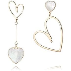 أقراط على شكل قلب أقراط على شكل قلب غير متماثلة للنساء متدلية على شكل قطرة متدلية على شكل قلوب من الذهب الوردي هدية للنساء أو الفتيات... in Kuwait