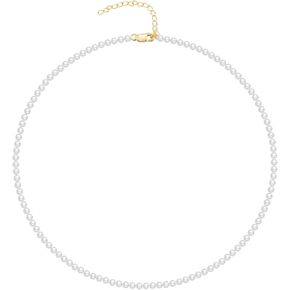 قلادة من الفضة الإسترليني المطلية بالروديوم واللؤلؤ الصغيرة | مطرز طوق اللؤلؤ الأبيض قلادة هدية الزفاف in Kuwait