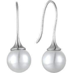 Aprila Women Pearl Earrings 925 Sterling Silver Pearl Drop & Dangle Earrings with Jewelry Gift for Mother Grandma Girl Daughter Grandaughter Girlfriend