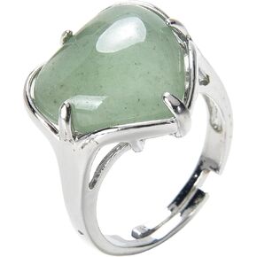 Natural Stone Agate Amethyst Turquoise Adjustable Finger Rings Semi Precious Oval Shaped Gemstone Anniversary