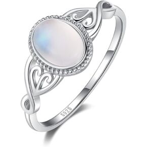 Angol Natural Moonstone Rings for Women 925 Sterling Silver Ring Jewelry Gift for Her