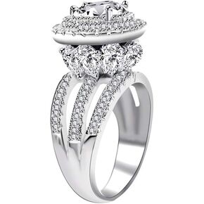 Uloveido Large Simulated Emerald Statement Halo Cocktail Ring with Green Crystal for Women Party Anniversary RJ213