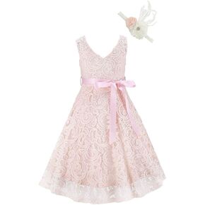 Bow Dream Lovely Lace V-Neck Sleeveless Flower Girl Dress