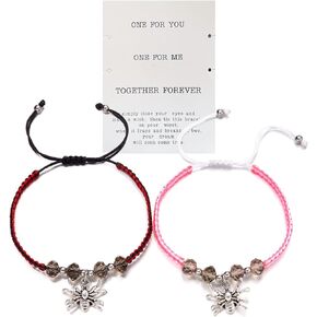 Spider Bracelets for Couple Friendship Bracelets Couples Bracelets Adjustable Braided Rope Charm Bracelets Matching Bracelet for Best Friend BFF Halloween Party Jewelry Gift
