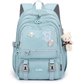 Girls Backpack School Bags for Girls,Elementary Middle School Students Bookbag, Kids Backpack with Pendent&Pins Outdoor Backpacks for Girls