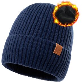 Oversized M L XL XXL 100% Merino Wool Beanie with Fleece Lining Cold Weather Winter Hat Big Head