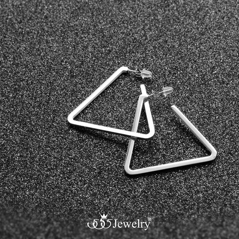 555Jewelry الفولاذ المقاوم للصدأ أقراط هندسية كبيرة على شكل مثلث للنساء in Saudi Arabia