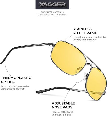 Xagger Polarized Brow Bar Aviator Sunglasses for Men Pilot Military Style Metal Frame Driving Shades UV400 in Saudi Arabia