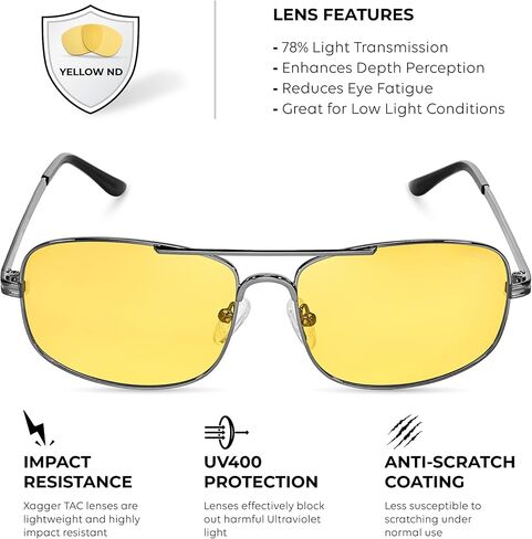 Xagger Polarized Brow Bar Aviator Sunglasses for Men Pilot Military Style Metal Frame Driving Shades UV400 in Saudi Arabia