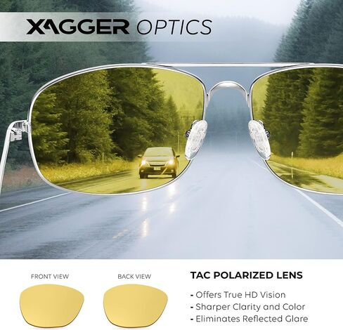 Xagger Polarized Brow Bar Aviator Sunglasses for Men Pilot Military Style Metal Frame Driving Shades UV400 in Saudi Arabia