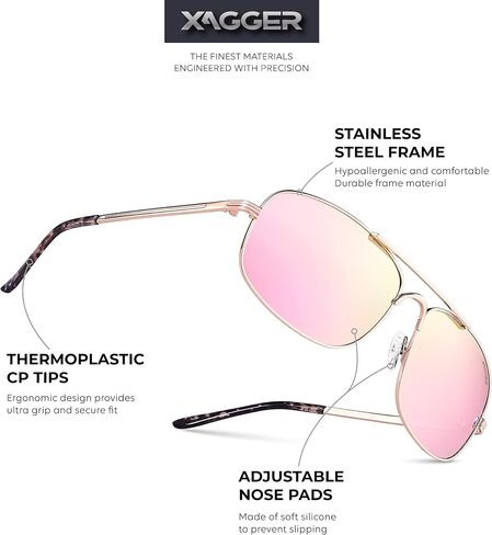 Xagger Polarized Brow Bar Aviator Sunglasses for Men Pilot Military Style Metal Frame Driving Shades UV400 in Saudi Arabia