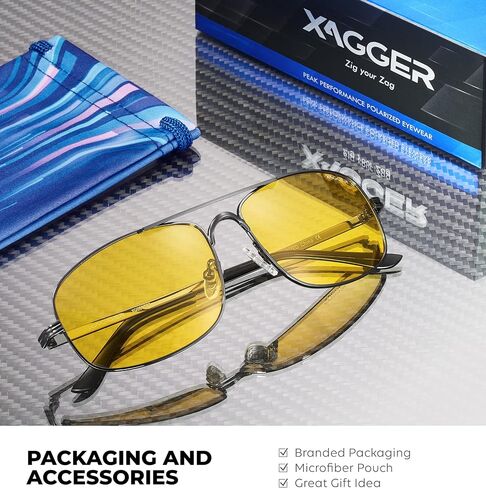 Xagger Polarized Brow Bar Aviator Sunglasses for Men Pilot Military Style Metal Frame Driving Shades UV400 in Saudi Arabia