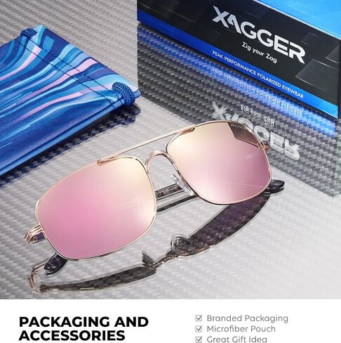 Xagger Polarized Brow Bar Aviator Sunglasses for Men Pilot Military Style Metal Frame Driving Shades UV400 in Saudi Arabia