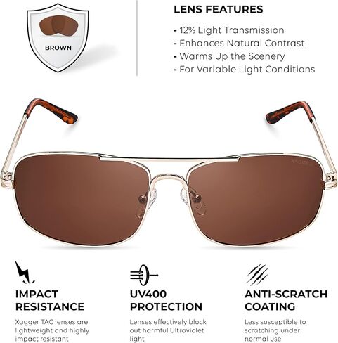 Xagger Polarized Brow Bar Aviator Sunglasses for Men Pilot Military Style Metal Frame Driving Shades UV400 in Saudi Arabia