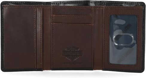 Harley Davidson Men's Leather RFID Blocking Trifold Wallet, Black (Buff) in Kuwait