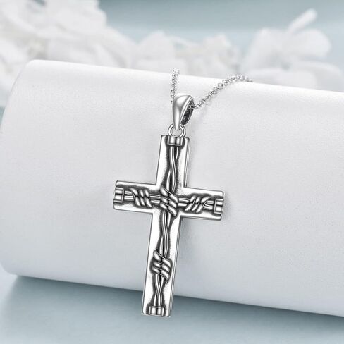 YFN Cross Necklace Sterling Silver Religious Cross Pendant Christians Jewelry Gifts for Women Men in Kuwait