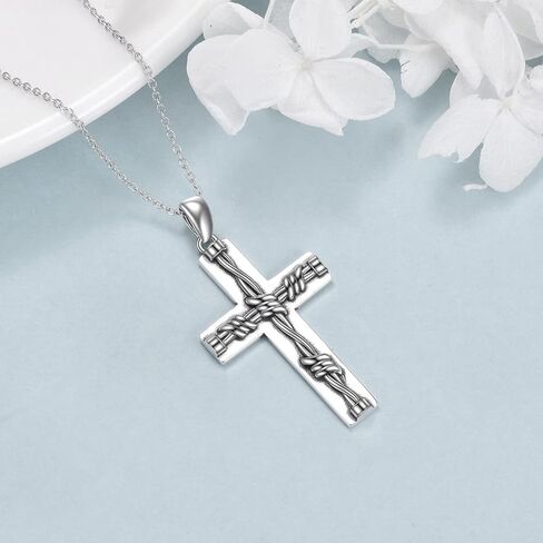 YFN Cross Necklace Sterling Silver Religious Cross Pendant Christians Jewelry Gifts for Women Men in Kuwait