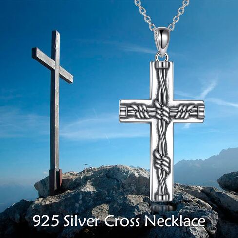 YFN Cross Necklace Sterling Silver Religious Cross Pendant Christians Jewelry Gifts for Women Men in Kuwait