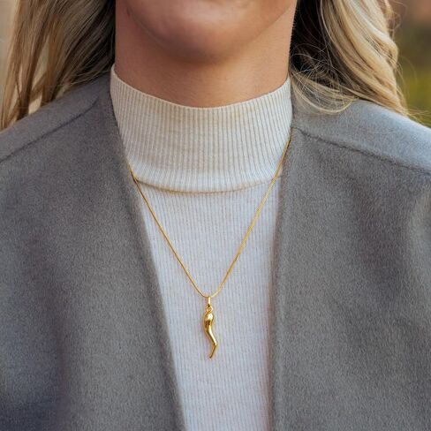 اوريليا ماي قلادة مطلية بالذهب عيار 14 قيراط من كورنيسيلو متوسط القرن الايطالي بدلاية 18 انش + 2 انش in Saudi Arabia