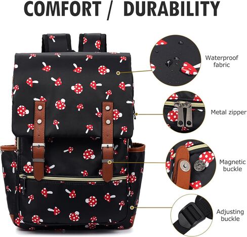 Slim Laptop Backpack College Student School Bag Travel Rucksack Daypack Daisy Black in Kuwait