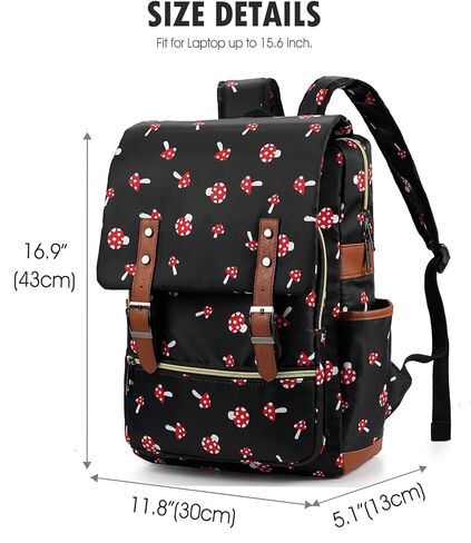 Slim Laptop Backpack College Student School Bag Travel Rucksack Daypack Daisy Black in Kuwait