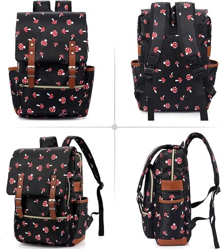 Slim Laptop Backpack College Student School Bag Travel Rucksack Daypack Daisy Black in Kuwait