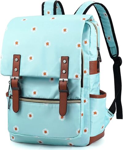 Slim Laptop Backpack College Student School Bag Travel Rucksack Daypack Daisy Black in Saudi Arabia