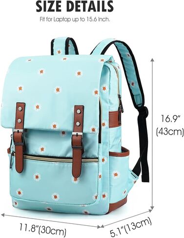 Slim Laptop Backpack College Student School Bag Travel Rucksack Daypack Daisy Black in Saudi Arabia