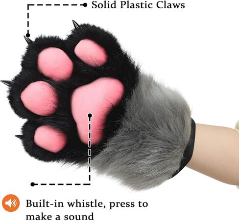 ZFKJERS تأثيري الحيوان ممتدة مخالب بلاستيكية رقيق لقطط Fursuit الكفوف قفازات الكبار زي اكسسوارات مجموعة in Kuwait