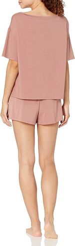 تي شيرت نسائي من Amazon Aware بأكمام قصيرة من القطن بتصميم مريح ومجموعة قصيرة (متوفر بمقاس كبير) in Kuwait