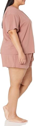 تي شيرت نسائي من Amazon Aware بأكمام قصيرة من القطن بتصميم مريح ومجموعة قصيرة (متوفر بمقاس كبير) in Kuwait