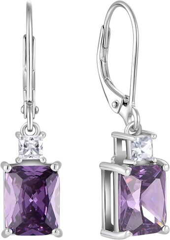 Starchenie Women's Dangle Earrings Sterling Silver Leverback Earrings Princess Brilliant Cut Birthstone Jewelry in Saudi Arabia