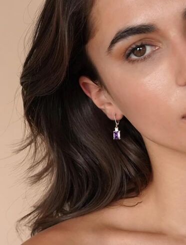 Starchenie Women's Dangle Earrings Sterling Silver Leverback Earrings Princess Brilliant Cut Birthstone Jewelry in Saudi Arabia