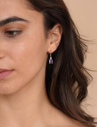 Starchenie Women's Dangle Earrings Sterling Silver Leverback Earrings Princess Brilliant Cut Birthstone Jewelry in Saudi Arabia