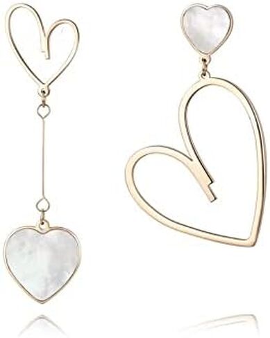 أقراط على شكل قلب أقراط على شكل قلب غير متماثلة للنساء متدلية على شكل قطرة متدلية على شكل قلوب من الذهب الوردي هدية للنساء أو الفتيات... in Kuwait