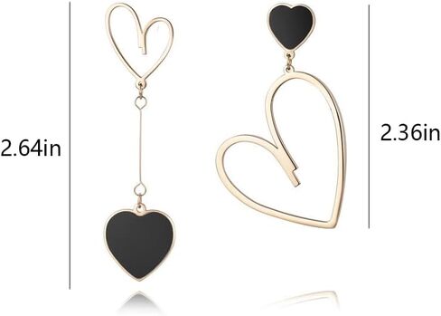 أقراط على شكل قلب أقراط على شكل قلب غير متماثلة للنساء متدلية على شكل قطرة متدلية على شكل قلوب من الذهب الوردي هدية للنساء أو الفتيات... in Kuwait