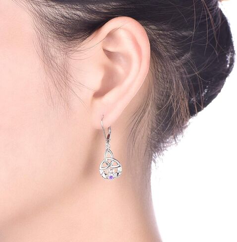 JO WISDOM Women Claddagh Earrings,925 Sterling Silver Irish Celtic Claddagh Love Heart Drop & Dangle Leverback Earrings in Saudi Arabia