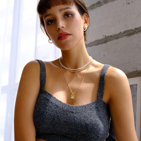 قلادة من الفضة الإسترليني المطلية بالروديوم واللؤلؤ الصغيرة | مطرز طوق اللؤلؤ الأبيض قلادة هدية الزفاف in Kuwait