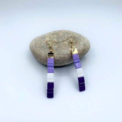 Black Lives Matter Earrings for Women - Breast Cancer Earrings - Autism, Mental Health, ADHD, Alzheimer's - Gender Neutral Tila Beads Jewelry for Awareness Events in Saudi Arabia