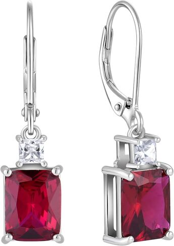 Starchenie Women's Dangle Earrings Sterling Silver Leverback Earrings Princess Brilliant Cut Birthstone Jewelry in Saudi Arabia