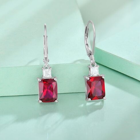 Starchenie Women's Dangle Earrings Sterling Silver Leverback Earrings Princess Brilliant Cut Birthstone Jewelry in Saudi Arabia
