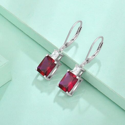 Starchenie Women's Dangle Earrings Sterling Silver Leverback Earrings Princess Brilliant Cut Birthstone Jewelry in Saudi Arabia