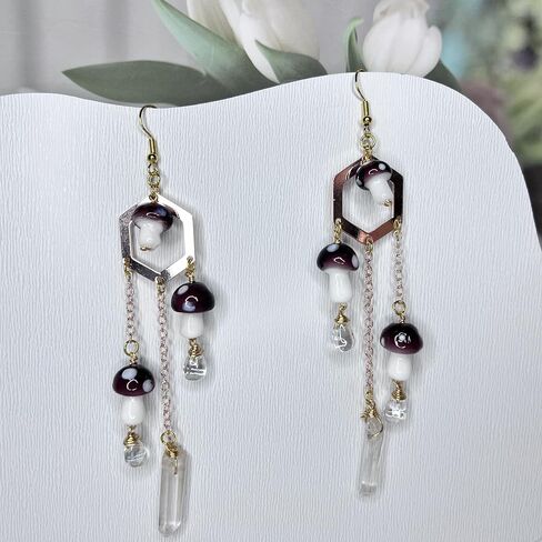 Mushroom princess // mushroom earrings. Woodland earrings.Holographic Earrings……… in Saudi Arabia