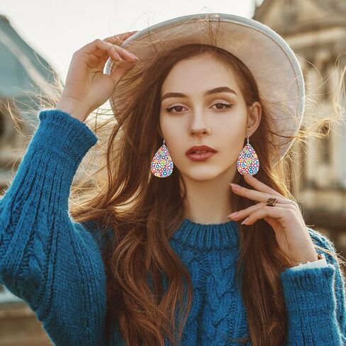 أقراط للنساء، أقراط جلدية متدلية خفيفة الوزن على شكل دمعة مجوهرات للنساء والفتيات in Kuwait