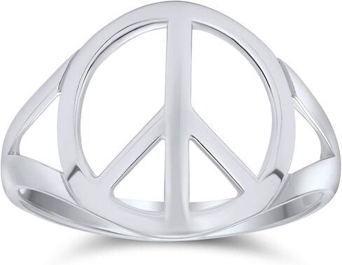 Bling Jewelry Open Symbol World Peace Sign Ring For Teen For Women .925 Sterling Silver Spilt Shank Band in Saudi Arabia