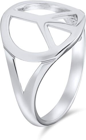 Bling Jewelry Open Symbol World Peace Sign Ring For Teen For Women .925 Sterling Silver Spilt Shank Band in Saudi Arabia