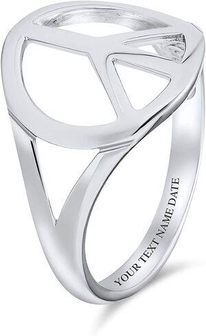 Bling Jewelry Open Symbol World Peace Sign Ring For Teen For Women .925 Sterling Silver Spilt Shank Band in Saudi Arabia