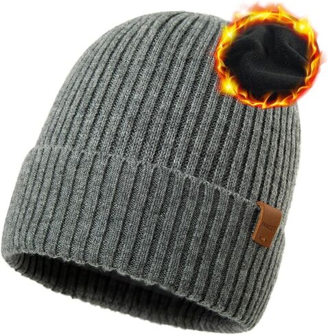 Oversized M L XL XXL 100% Merino Wool Beanie with Fleece Lining Cold Weather Winter Hat Big Head in Saudi Arabia