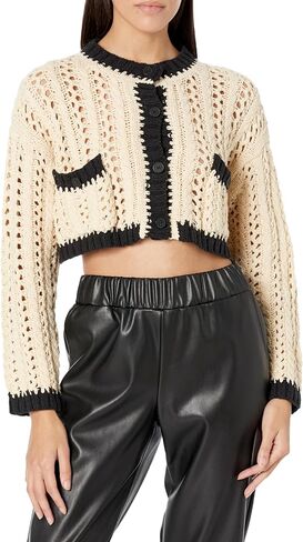 MOON RIVER Women's Crochet Hole-Knitted Cardigan Top in Saudi Arabia